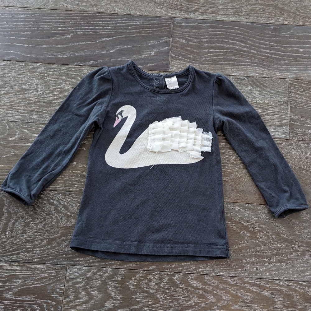 3/$15 - H&M Swan Long Sleeve Shirt 12-18 Months